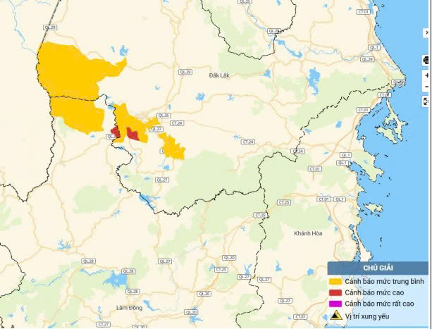 Tin cảnh báo: lũ quét, sạt lở và sụt lún đất do mưa hoặc dòng chảy tại các tỉnh Đắk Lắk và Lâm Đồng. - Ảnh 1.