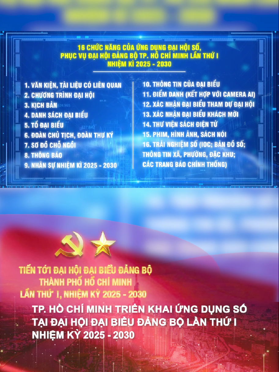 Ứng dụng số tại Đại hội Đại biểu Đảng bộ TP. Hồ Chí Minh lần thứ I, nhiệm kỳ 2025 - 2030