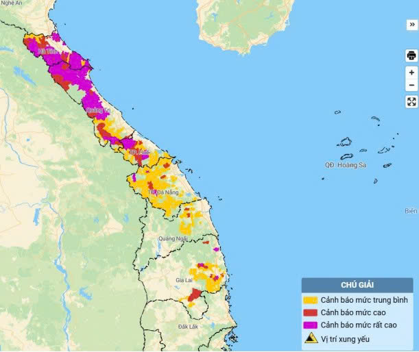 Tin cảnh báo lũ quét, sạt lở đất, sụt lún đất do mưa lũ hoặc dòng chảy trên khu vực các tỉnh/thành phố từ Hà Tĩnh đến Gia Lai - Ảnh 1.