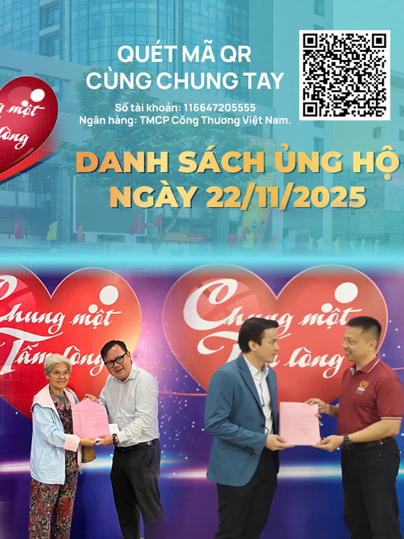 Danh sách khán giả ủng hộ quỹ “Chung một tấm lòng: Vì miền Trung thương yêu" từ ngày 21/11/2025 đến ngày 22/11/2025