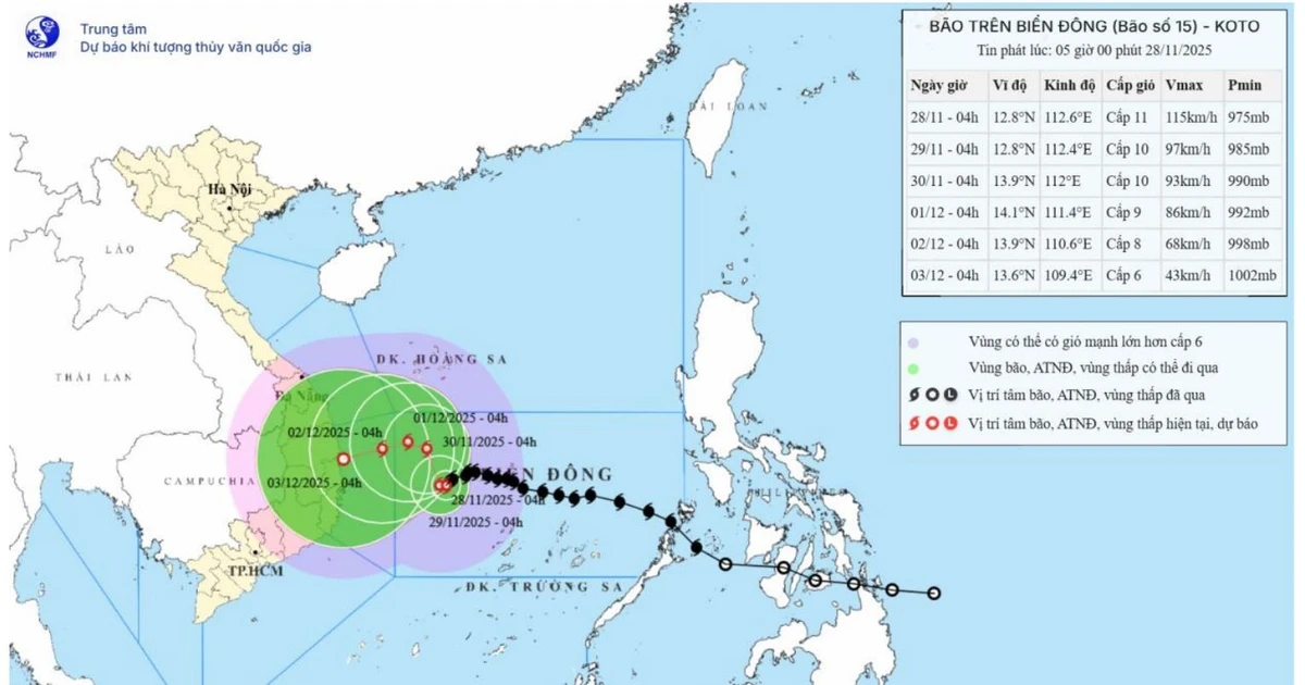 Bão số 15 đang giật cấp 14 trên Biển Đông, cách đảo Song Tử Tây khoảng 240km