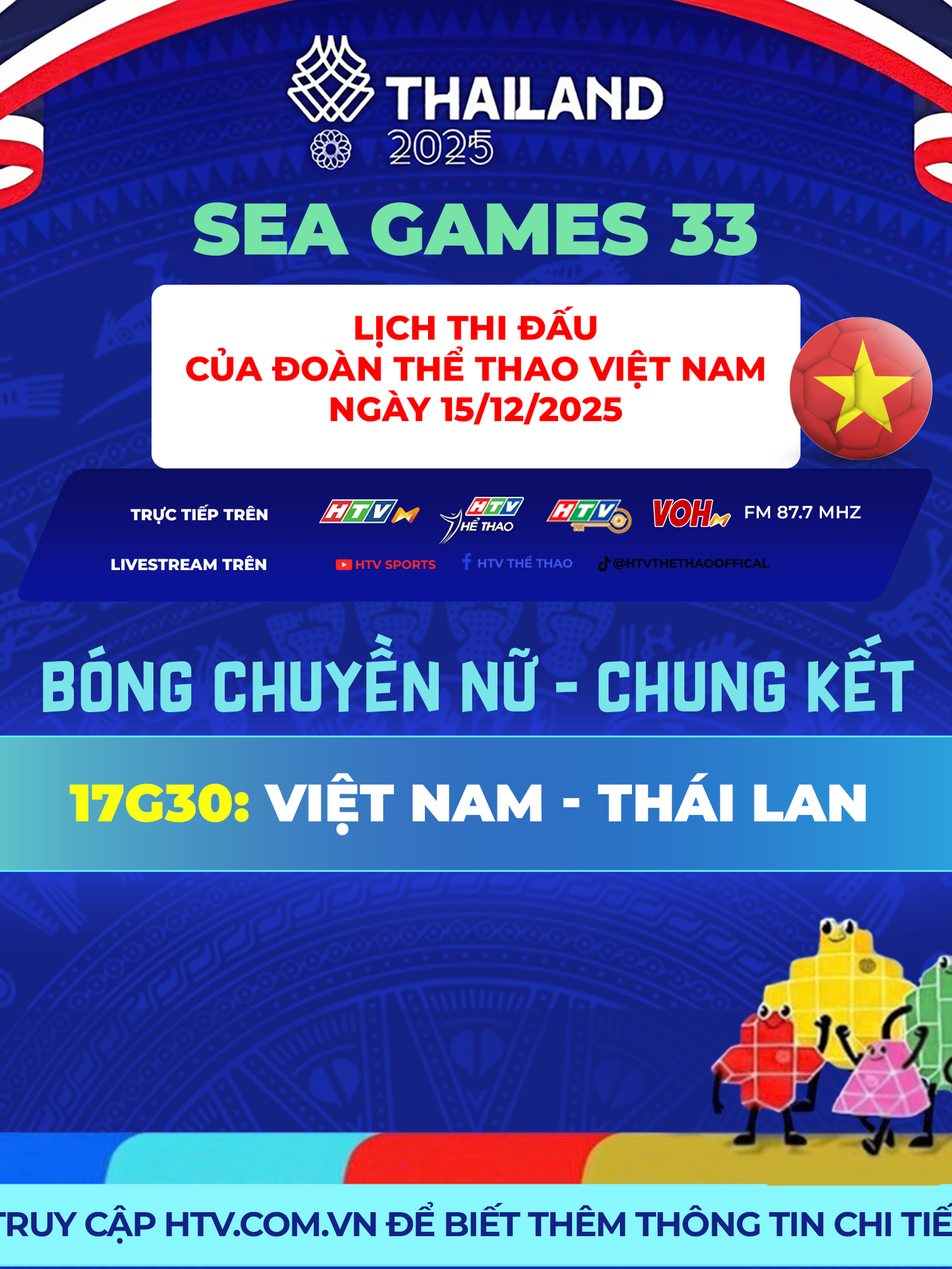 Trực tiếp Chung kết bóng chuyền nữ: Việt Nam - Thái Lan tại SEA Games 33