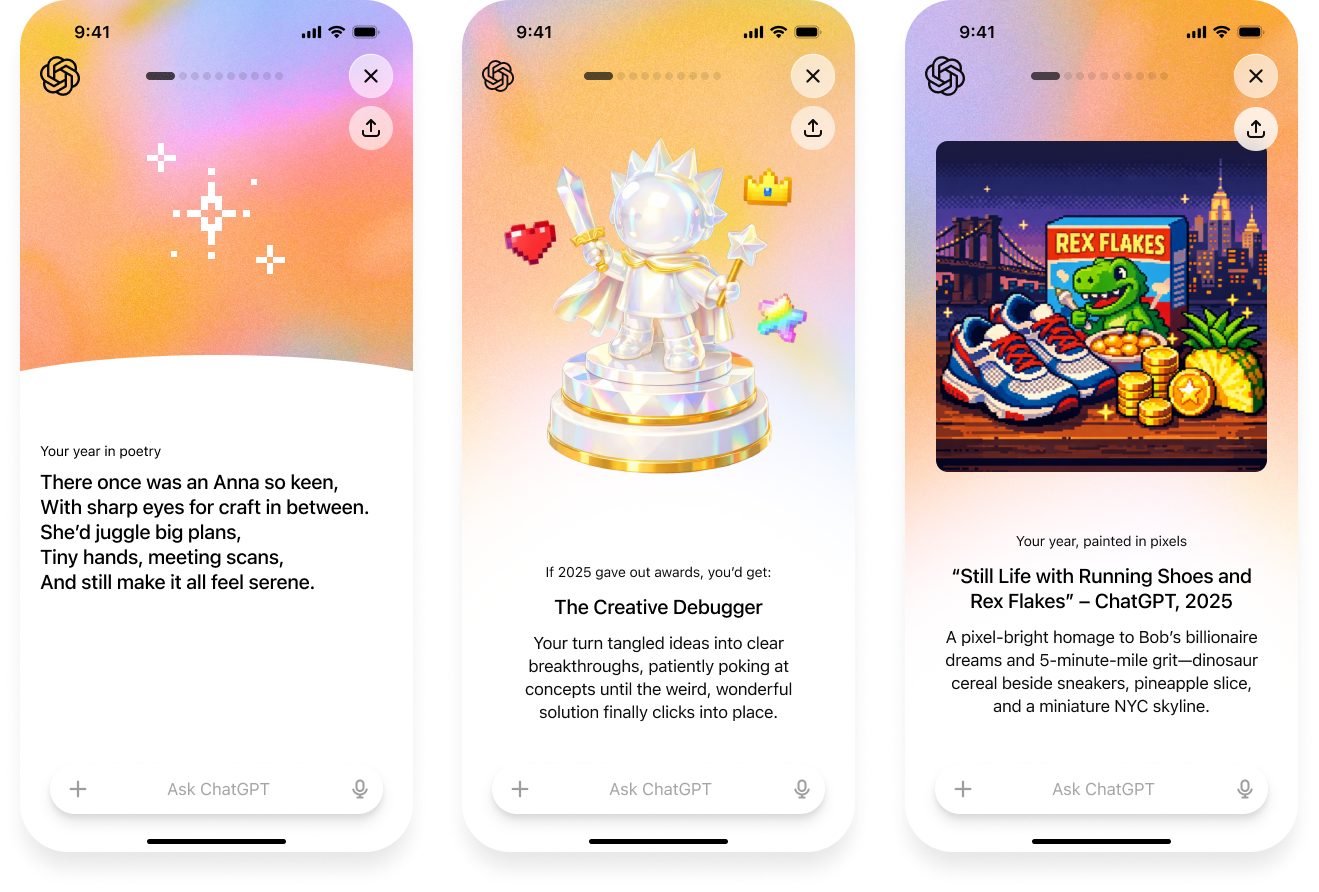 ChatGPT cũng 'khoe' Wrapped, nhìn lại một năm bạn dùng AI - Ảnh 1.