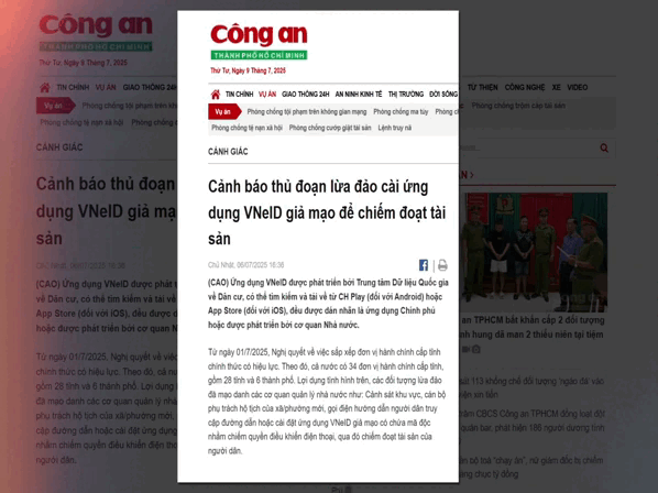 Cảnh báo tình trạng mạo danh cán bộ, chiếm đoạt tài sản qua VNeID giả mạo - Ảnh 1.