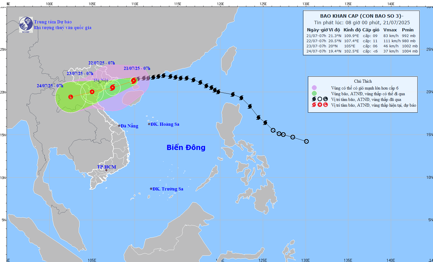 Bão số 3 cách Quảng Ninh - Hải Phòng khoảng 220km, giật cấp 11 - Ảnh 1.