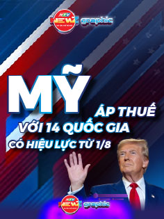 NewZgraphic: Ông Trump công bố áp thuế 25 đến 40% với 14 quốc gia từ 1/8