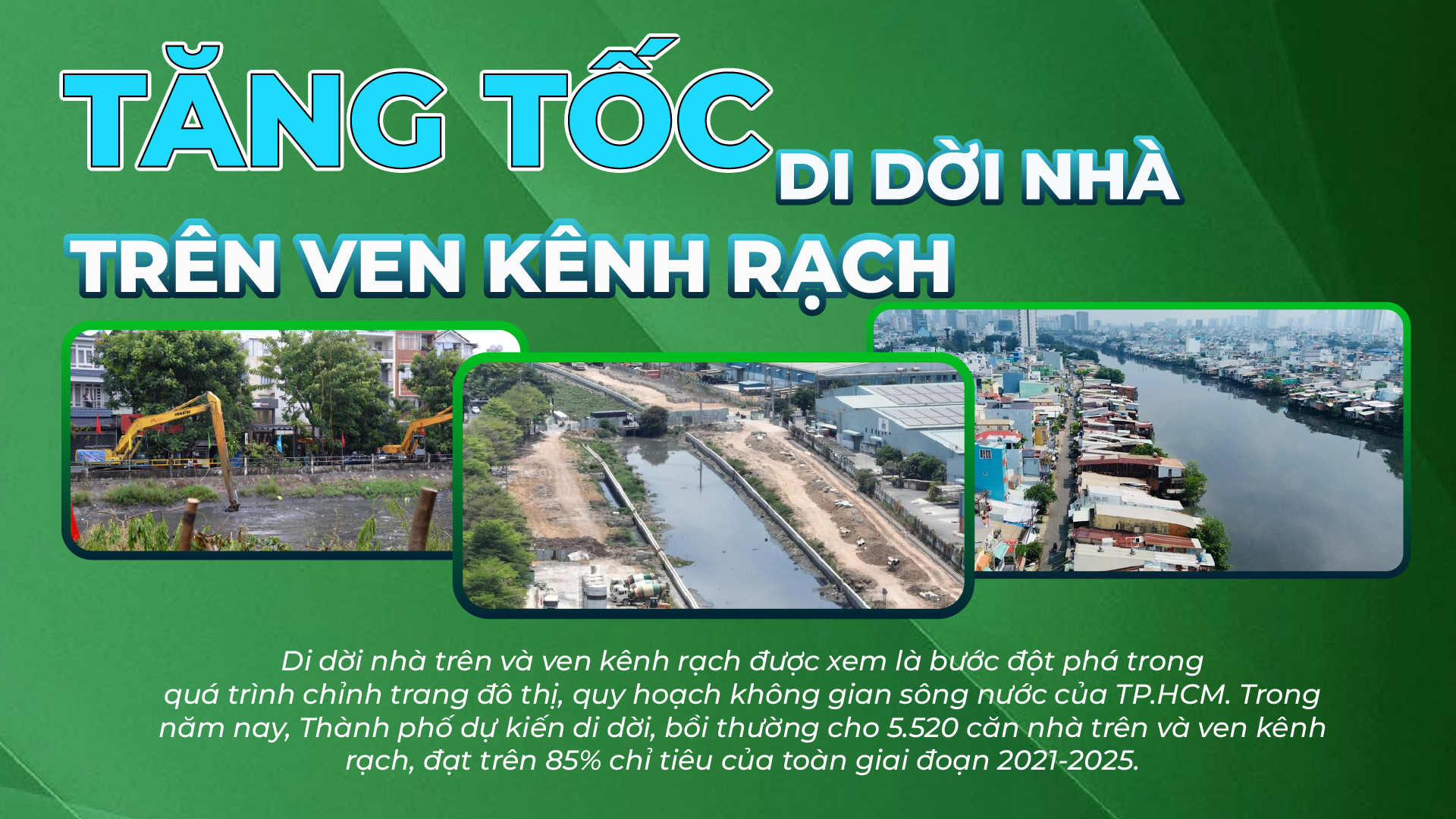 Tăng tốc di dời nhà trên, ven kênh rạch