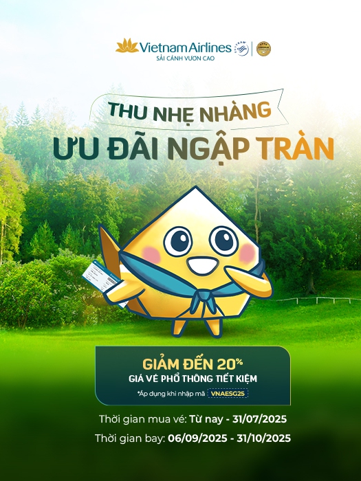 Vietnam Airlines ưu đãi lớn mùa Thu: Giá hấp dẫn, trải nghiệm 4 sao