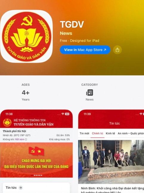 Ra mắt ứng dụng di động Tuyên giáo và Dân vận