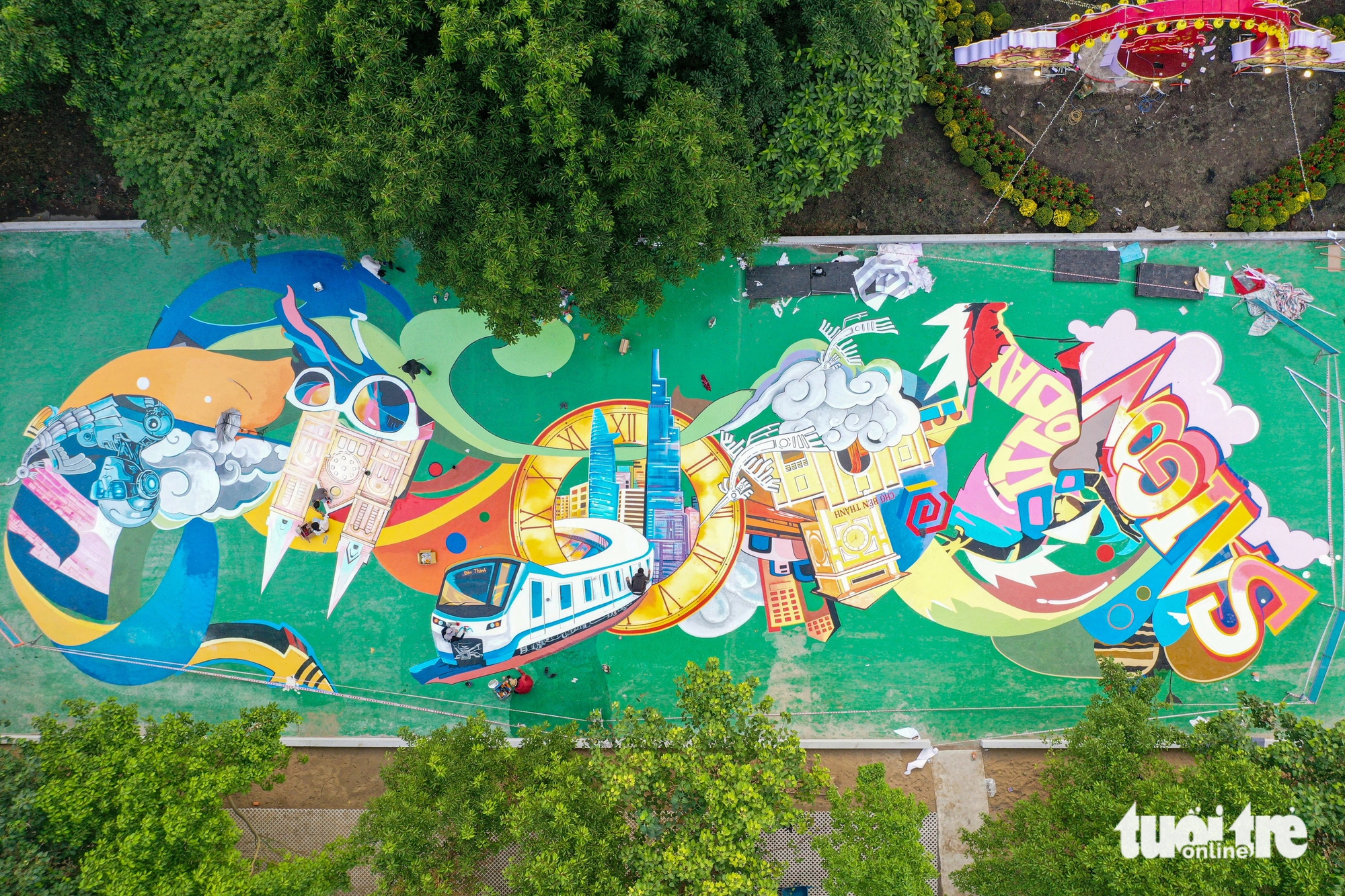 Khu đất nhà thi đấu Phan Đình Phùng đã thành công viên ngập tràn sắc hoa - Ảnh 6.