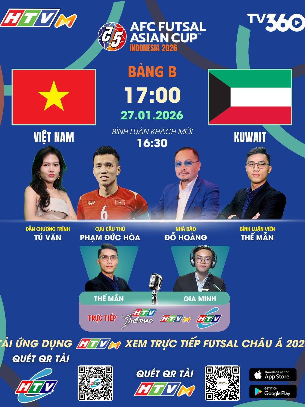 Đón theo dõi trực tiếp bình luận trước trận Việt Nam - Kuwait | VCK Futsal châu Á
