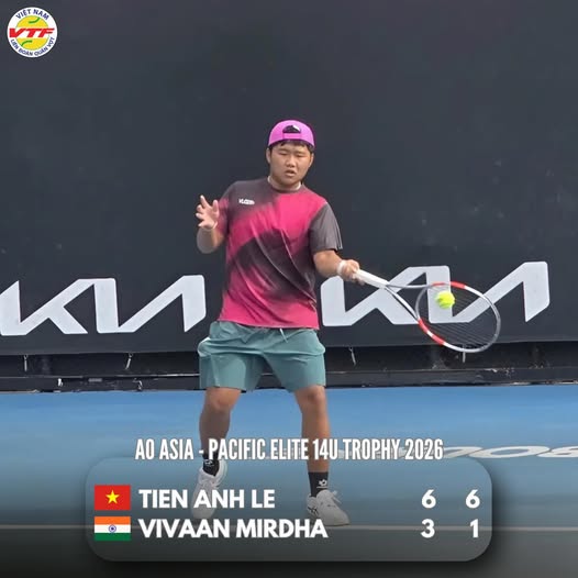 Lê Tiến Anh vào bán kết U14 Úc mở rộng sau hai trận thắng thuyết phục - Ảnh 1.