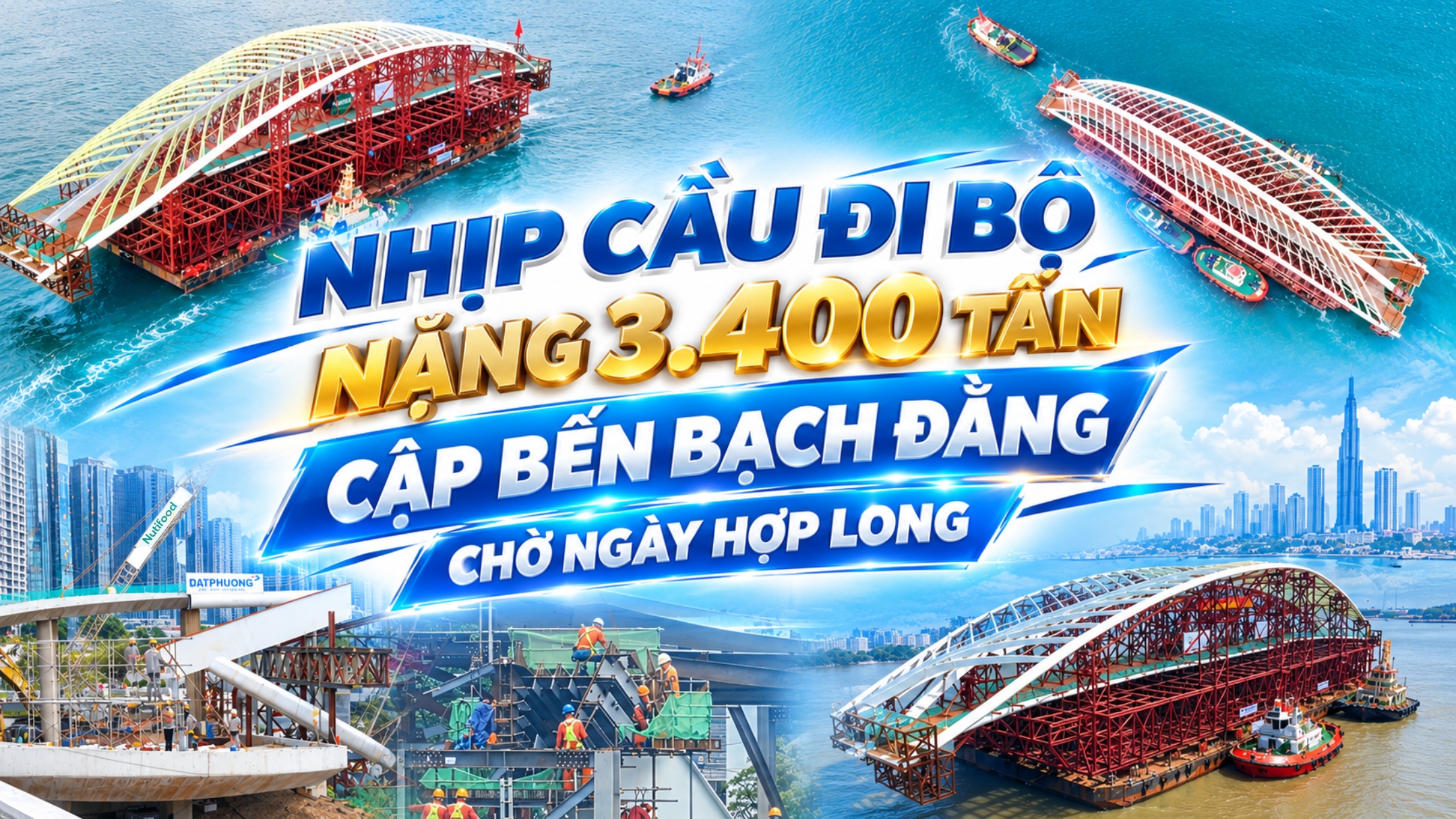 Cầu đi bộ qua sông Sài Gòn: Nhịp chính cập bến Bạch Đằng, chờ hợp long ngày 21/10