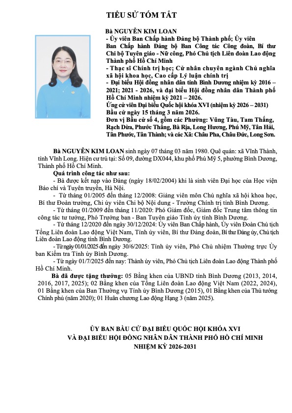 Chương trình hành động Ứng cử viên Đại biểu Quốc hội Khóa XVI Nguyễn Kim Loan - Ảnh 1.