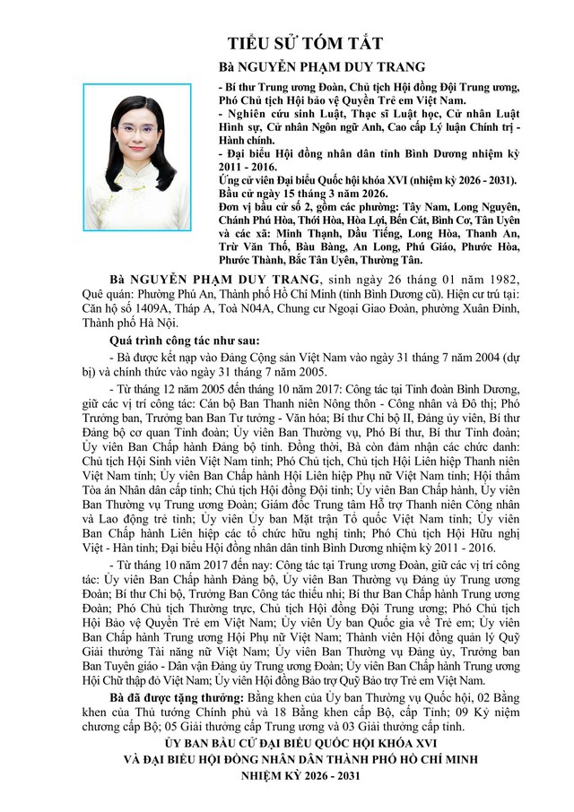 Chương trình hành động Ứng cử viên Đại biểu Quốc hội Khóa XVI Nguyễn Phạm Duy Trang- Ảnh 1.