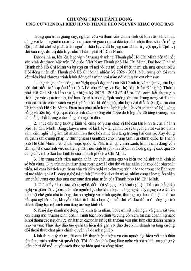 Ông Nguyễn Khắc Quốc Bảo trúng cử Đại biểu Hội đồng nhân dân TP. Hồ Chí Minh Khóa XI nhiệm kỳ 2026 - 2031 - Ảnh 2.