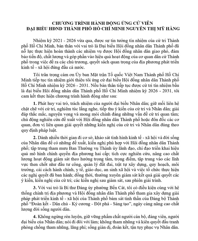 Bà Nguyễn Thị Mỹ Hằng trúng cử Đại biểu Hội đồng nhân dân TP. Hồ Chí Minh Khóa XI nhiệm kỳ 2026 - 2031 guyễn Thị Mỹ Hằng - Ảnh 2.