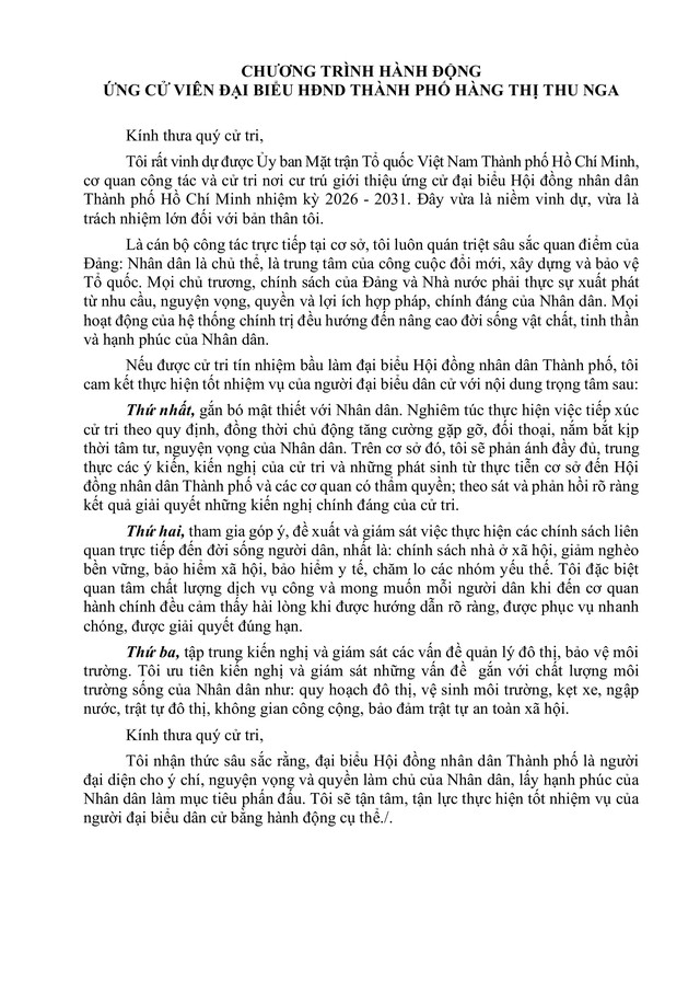 Bà Hàng Thị Thu Nga trúng cử Đại biểu Hội đồng nhân dân TP. Hồ Chí Minh Khóa XI nhiệm kỳ 2026 - 2031 - Ảnh 2.