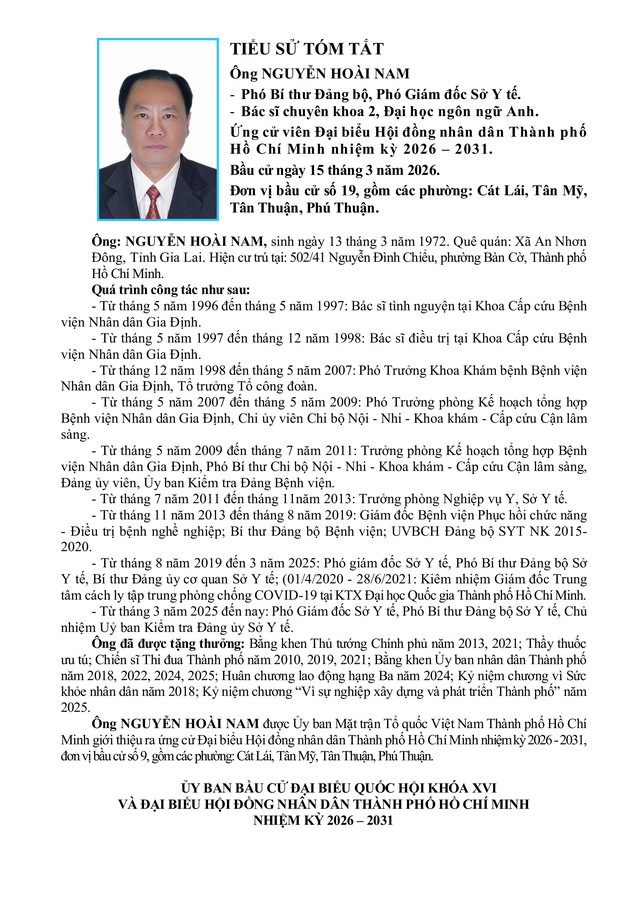 Ông Nguyễn Hoài Nam trúng cử Đại biểu Hội đồng nhân dân TP. Hồ Chí Minh Khóa XI nhiệm kỳ 2026 - 2031 - Ảnh 1.