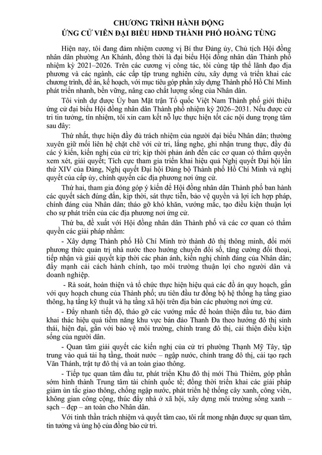 Ông Hoàng Tùng trúng cử Đại biểu Hội đồng nhân dân TP. Hồ Chí Minh Khóa XI nhiệm kỳ 2026 - 2031 - Ảnh 2.