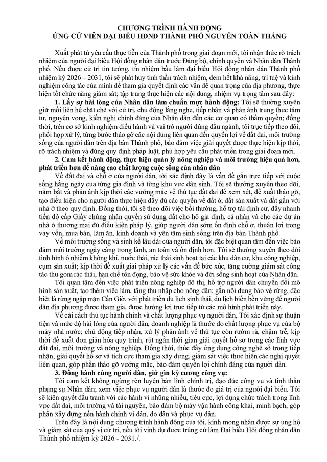 Ông Nguyễn Toàn Thắng trúng cử Đại biểu Hội đồng nhân dân TP. Hồ Chí Minh Khóa XI nhiệm kỳ 2026 - 2031 - Ảnh 2.