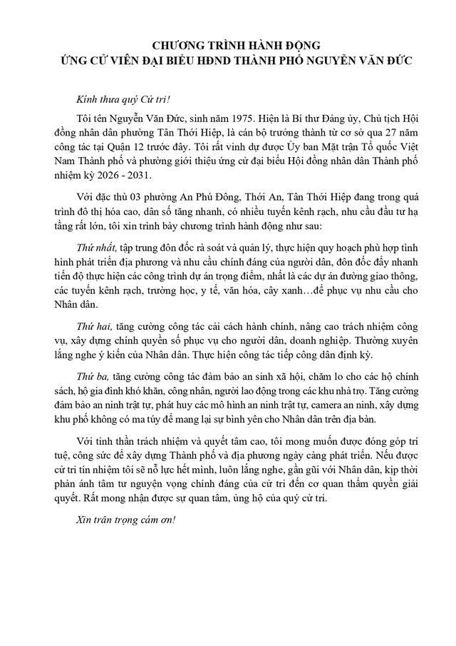 Ông Nguyễn Văn Đức trúng cử Đại biểu Hội đồng nhân dân TP. Hồ Chí Minh Khóa XI nhiệm kỳ 2026 - 2031 - Ảnh 2.