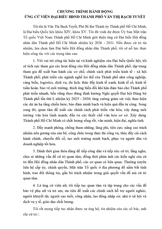 Bà Văn Thị Bạch Tuyết trúng cử Đại biểu Hội đồng nhân dân TP. Hồ Chí Minh Khóa XI nhiệm kỳ 2026 - 2031 - Ảnh 2.