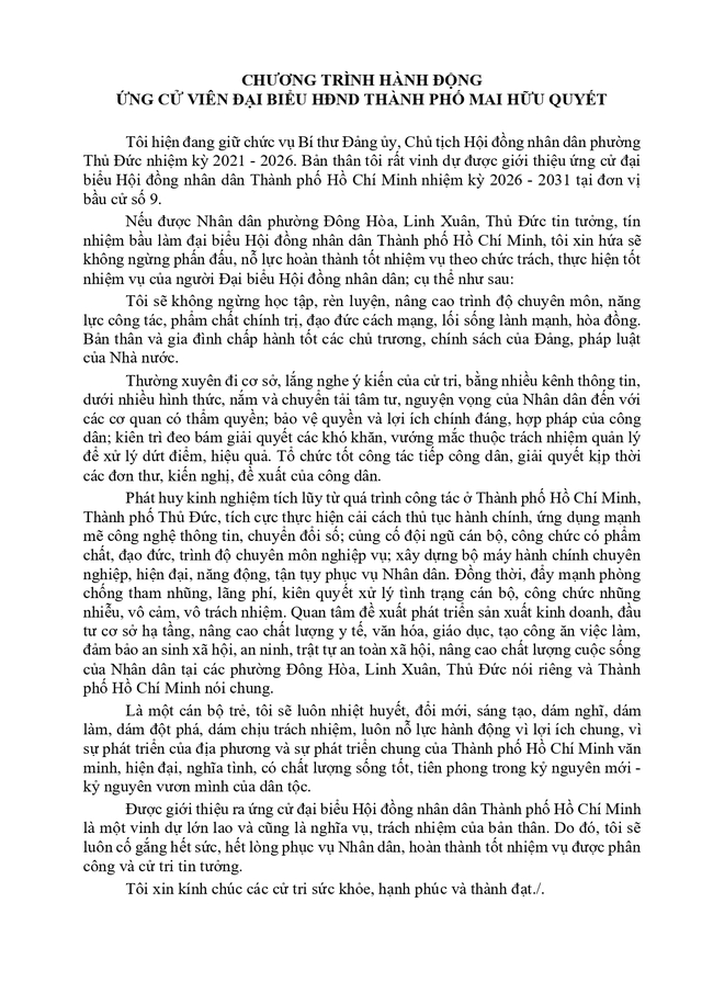 Ông Mai Hữu Quyết trúng cử Đại biểu Hội đồng nhân dân TP. Hồ Chí Minh Khóa XI nhiệm kỳ 2026 - 2031 - Ảnh 2.