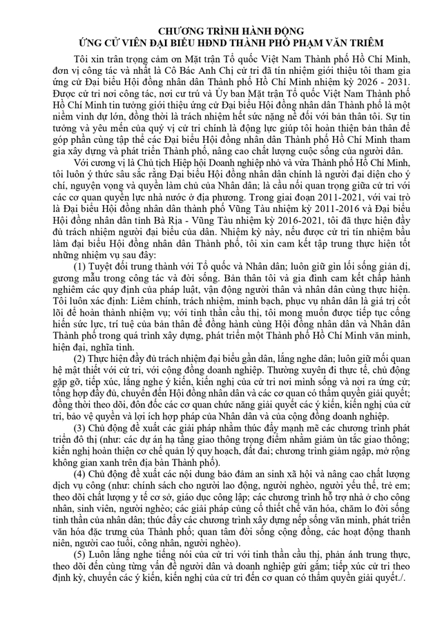 Ông Phạm Văn Triêm trúng cử Đại biểu Hội đồng nhân dân TP. Hồ Chí Minh Khóa XI nhiệm kỳ 2026 - 2031 - Ảnh 2.