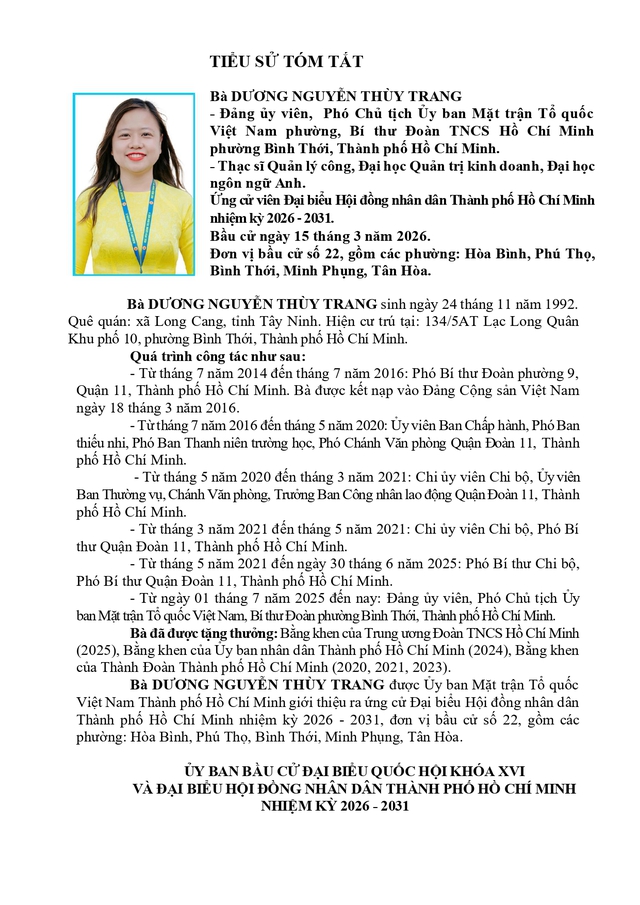 Chương trình hành động Ứng cử viên Đại biểu Quốc hội Khóa XVI Dương Nguyễn Thùy Trang - Ảnh 1.