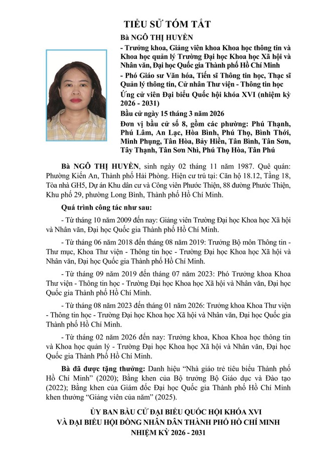 Chương trình hành động Ứng cử viên Đại biểu Quốc hội Khóa XVI Ngô Thị Huyền- Ảnh 1.