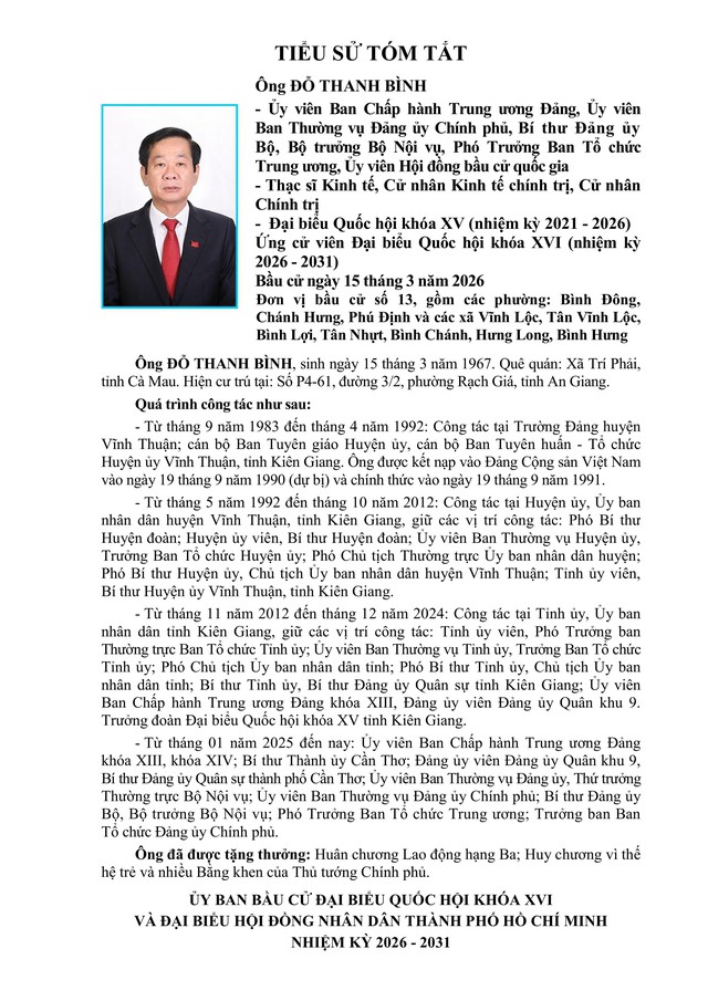 Chương trình hành động Ứng cử viên Đại biểu Quốc hội Khóa XVI Đỗ Thanh Bình - Ảnh 1.