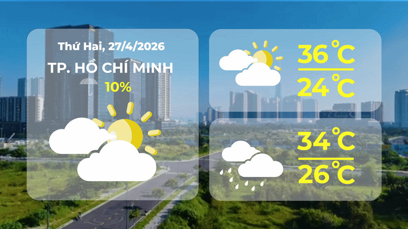 Thời tiết ngày 27/4/2026 |  - Ảnh 1.