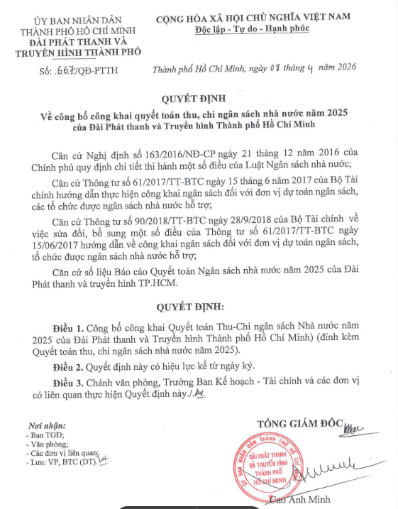HTV công bố công khai quyết toán thu, chi ngân sách nhà nước năm 2025 - Ảnh 1.