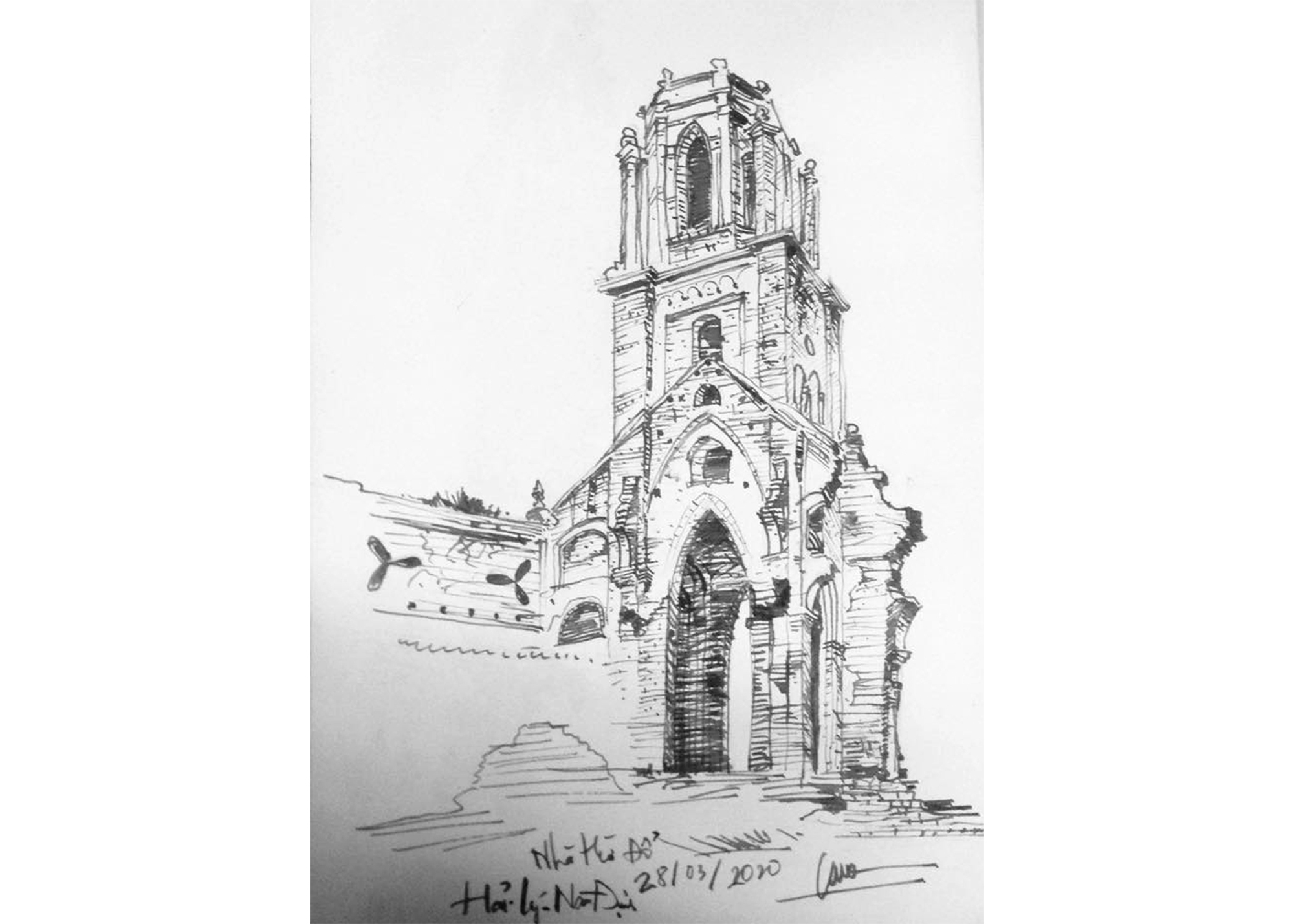 Phế tích nhà thờ trăm tuổi tại làng chài đã bị biển "nuốt chửng"- Ảnh 6.