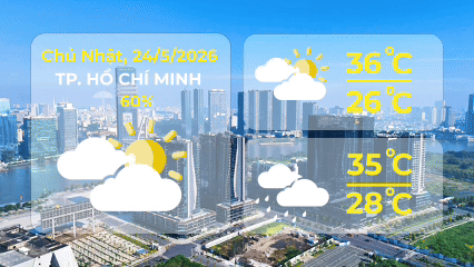 Dự báo thời tiết ngày 24/5/2026 | TP. Hồ Chí Minh có mây, chiều tối và tối có mưa rào và dông rải rác, đêm không mưa; ngày nắng nóng - Ảnh 1.