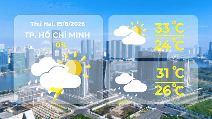 Dự báo thời tiết ngày 15/6/2026 | Chiều tối có mưa rào, dông; cục bộ mưa to, đề phòng lốc, sét và gió giật mạnh- Ảnh 1.