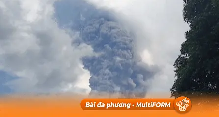 Núi lửa ở Indonesia lại phun dung nham và tro bụi