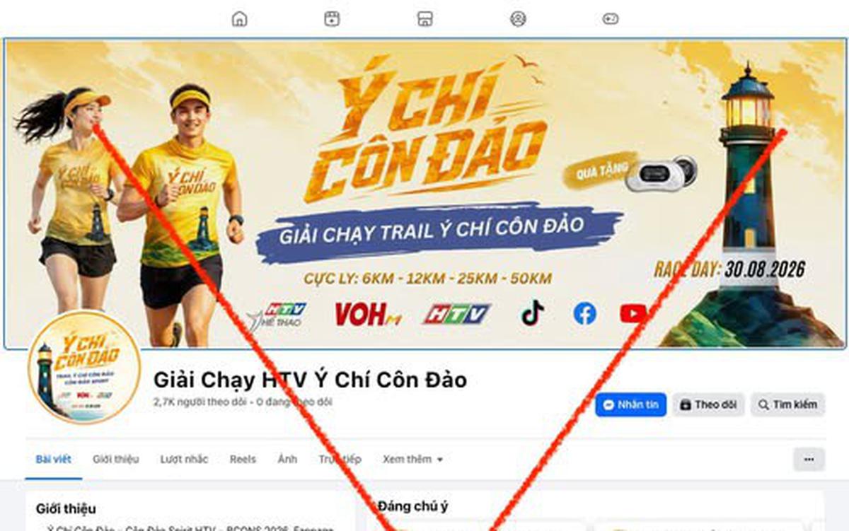 Cảnh báo fanpage giả mạo Giải chạy Ý chí Côn Đảo của HTV