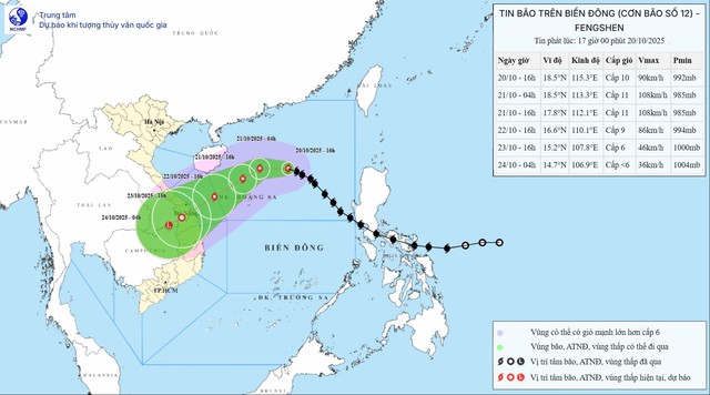 Bão số 12 giật cấp 12, mưa lớn trên khu vực Trung Bộ còn có khả năng kéo dài đến hết tháng 10/2025 - Ảnh 1.