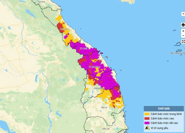 Tin cảnh báo lũ quét, sạt lở đất, sụt lún đất do mưa lũ hoặc dòng chảy trên khu vực các tỉnh/thành phố từ Quảng Trị đến Gia Lai - Ảnh 1.