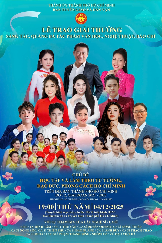Lễ trao Giải thưởng Sáng tác, Quảng bá tác phẩm văn học nghệ thuật báo chí chủ đề "HỌC TẬP VÀ LÀM THEO TẤM GƯƠNG ĐẠO ĐỨC, PHONG CÁCH HỒ CHÍ MINH"  trên địa bàn TP.HCM đợt II, giai đoạn 2021 - 2025  - Ảnh 1.