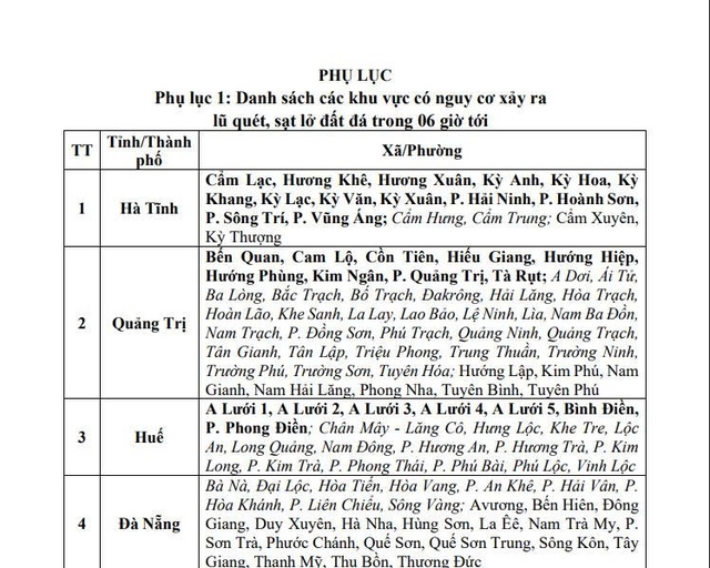 Cảnh báo lũ quét, sạt lở đất từ Hà Tĩnh đến TP. Đà Nẵng - Ảnh 1.