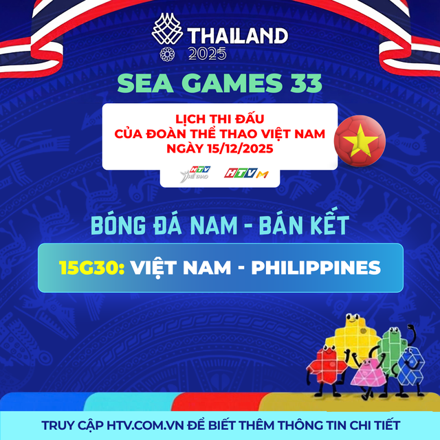 SEA Games 33 - Lịch thi đấu Đoàn Thể thao Việt Nam ngày 15/12- Ảnh 1.