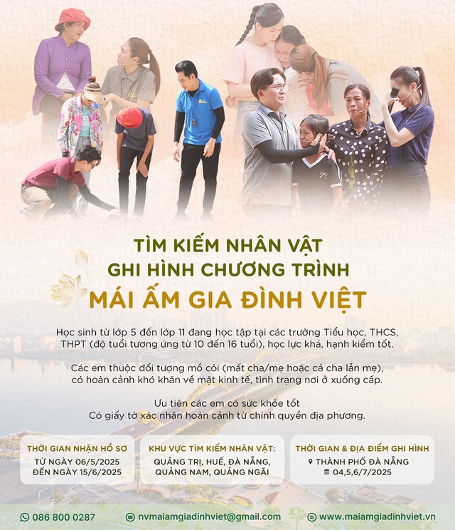 "Mái ấm gia đình Việt" tìm kiếm nhân vật cho đợt ghi hình tại Đà Nẵng- Ảnh 3. "Mái ấm gia đình Việt" tìm kiếm nhân vật cho đợt ghi hình tại Đà Nẵng- Ảnh 3.