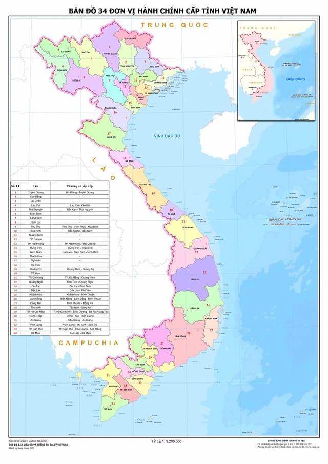 Bản đồ chi tiết về 34 tỉnh, thành mới của Việt Nam - Ảnh 1.