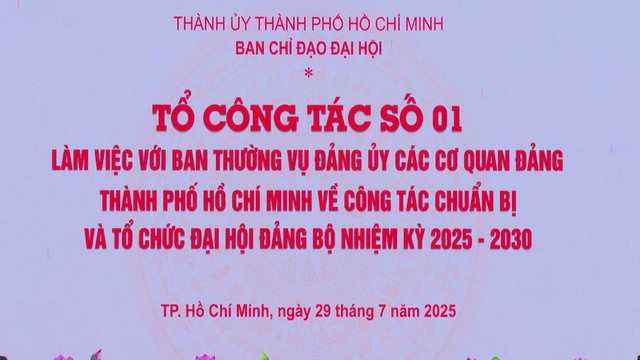 Tổ công tác số 01 làm việc với Ban Thường vụ Đảng ủy các cơ quan Đảng TP.HCM về công tác chuẩn bị Đại hội Đảng bộ - Ảnh 1.