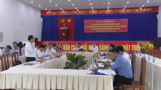 Giám sát việc vận hành chính quyền địa phương 2 cấp và công tác chuẩn bị bầu cử tại xã Thường Tân - Ảnh 1.