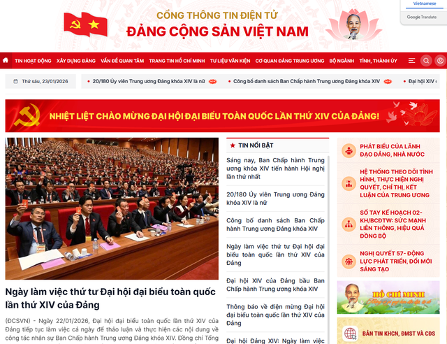Cổng Thông tin điện tử Đảng Cộng sản Việt Nam sẽ truyền hình trực tuyến phiên bế mạc Đại hội XIV của Đảng - Ảnh 1.