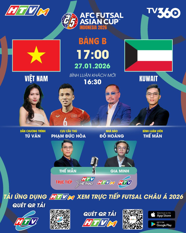 Đón theo dõi trực tiếp bình luận trước trận Việt Nam - Kuwait | VCK Futsal châu Á - Ảnh 2.